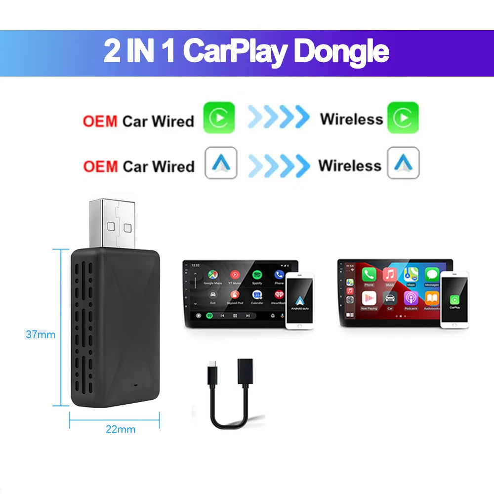 Ultimate 2-in-1 Wireless CarPlay & Android Auto Adapter