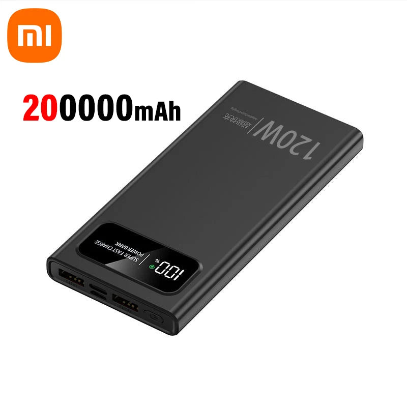 200,000mAh 120W Super Fast Charging Power Bank – High-Capacity Battery with Digital Display